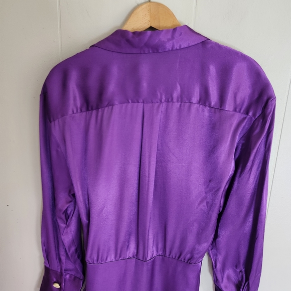 Zara nwt Satin effect wrap dress mini purple M - Picture 5 of 14